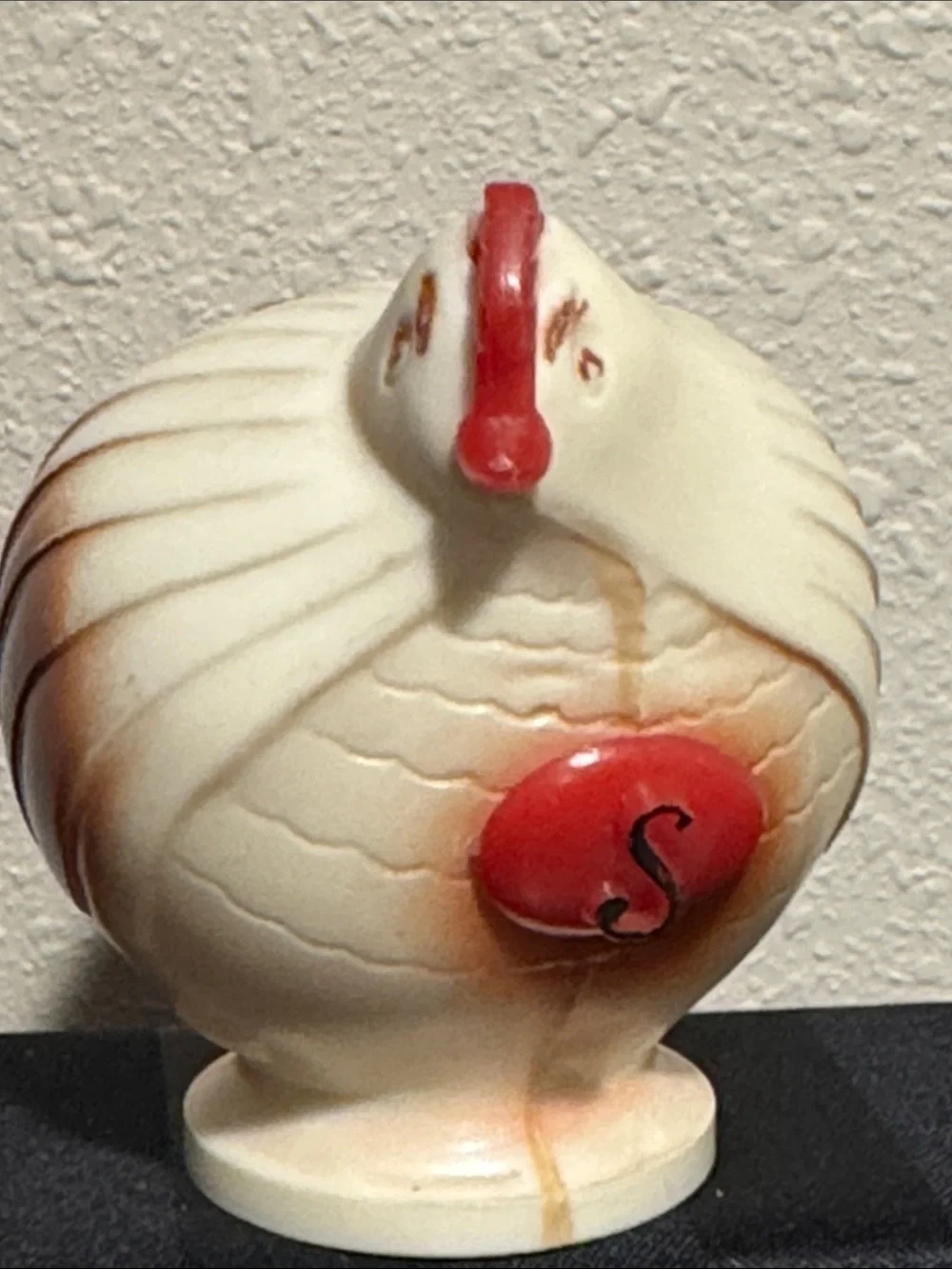 Vintage Plastic Rooster Salt & Pepper Shakers - Cream with brown and red accents
